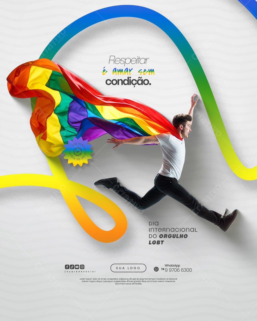 Flyer Dia Internacional do Orgulho LGBT PSD Editável