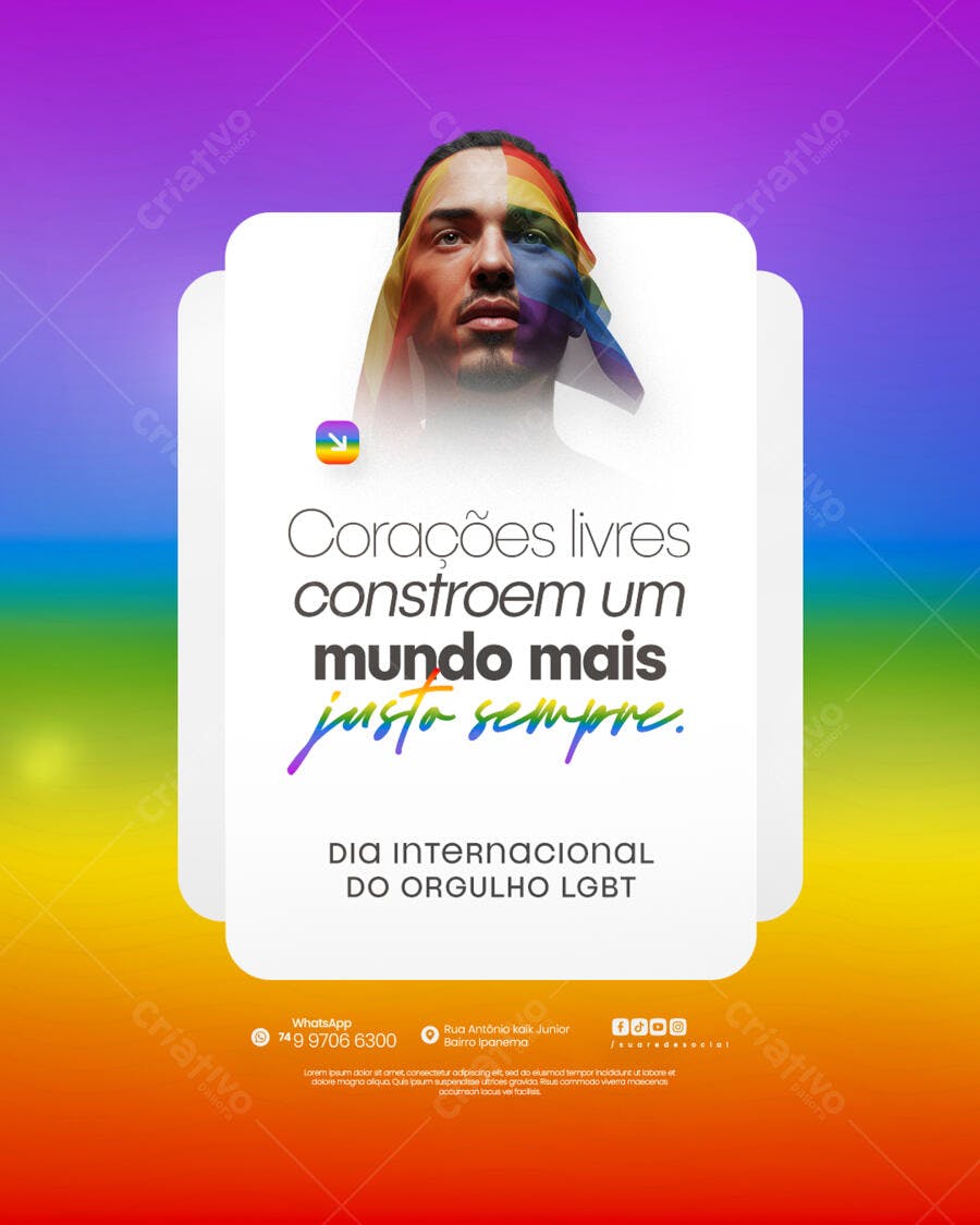 Post para o Dia do Orgulho LGBT PSD Editável