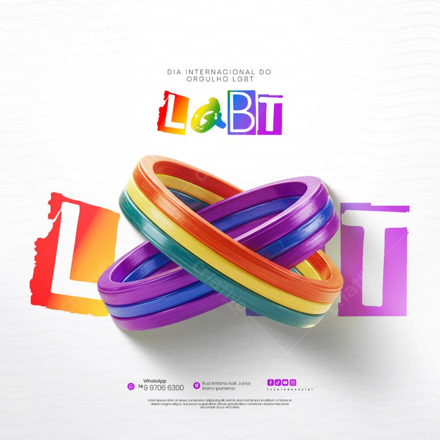 Flyer Dia Internacional do Orgulho LGBT PSD Editável