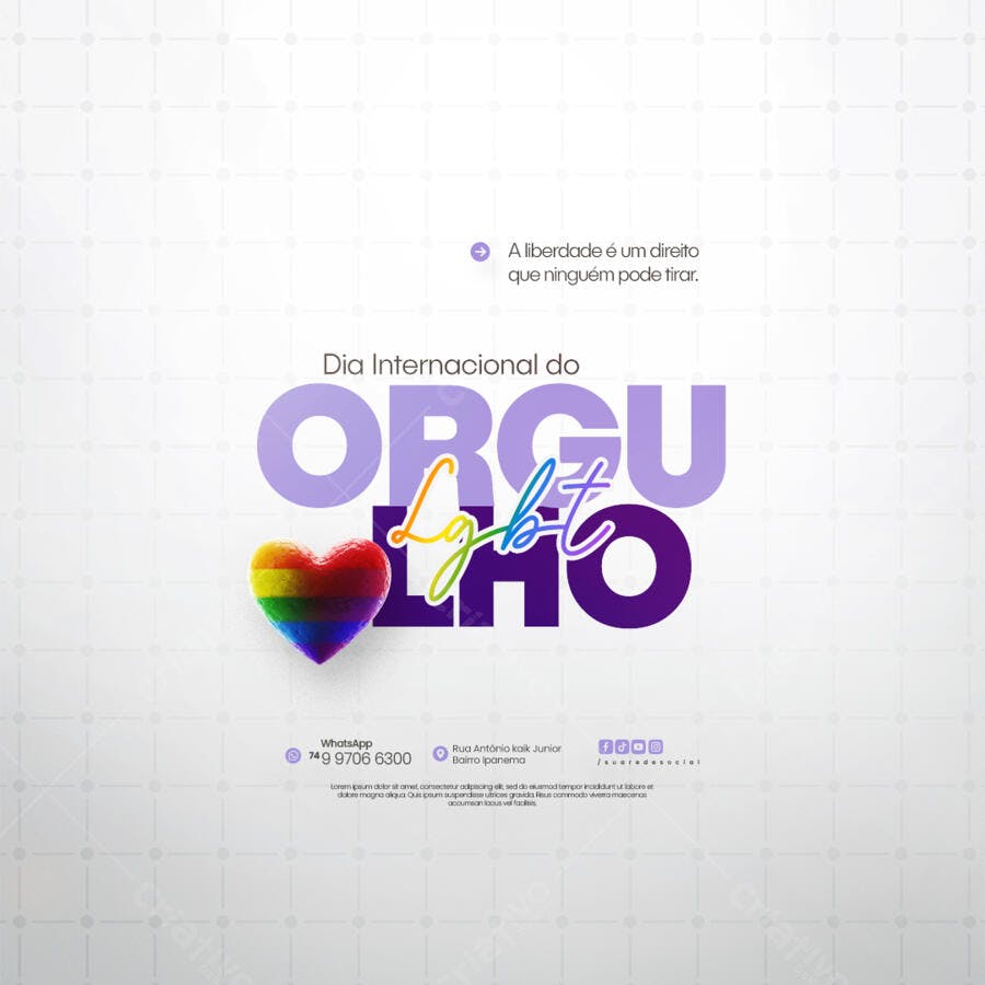 Flyer Dia do Orgulho LGBTQIA+ PSD Editável