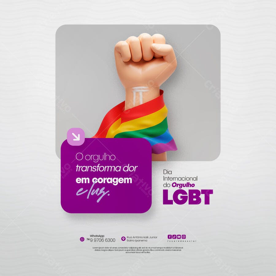 Post para o Dia Internacional do Orgulho LGBT PSD Editável