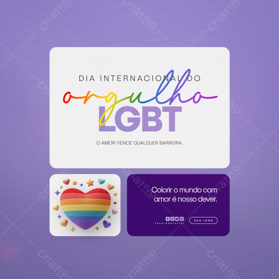 Post para o Dia Internacional do Orgulho LGBT PSD Editável