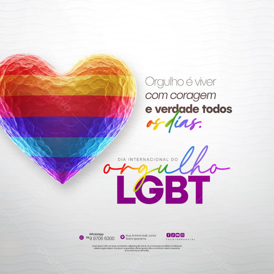 Post para o Dia Internacional do Orgulho LGBT PSD Editável