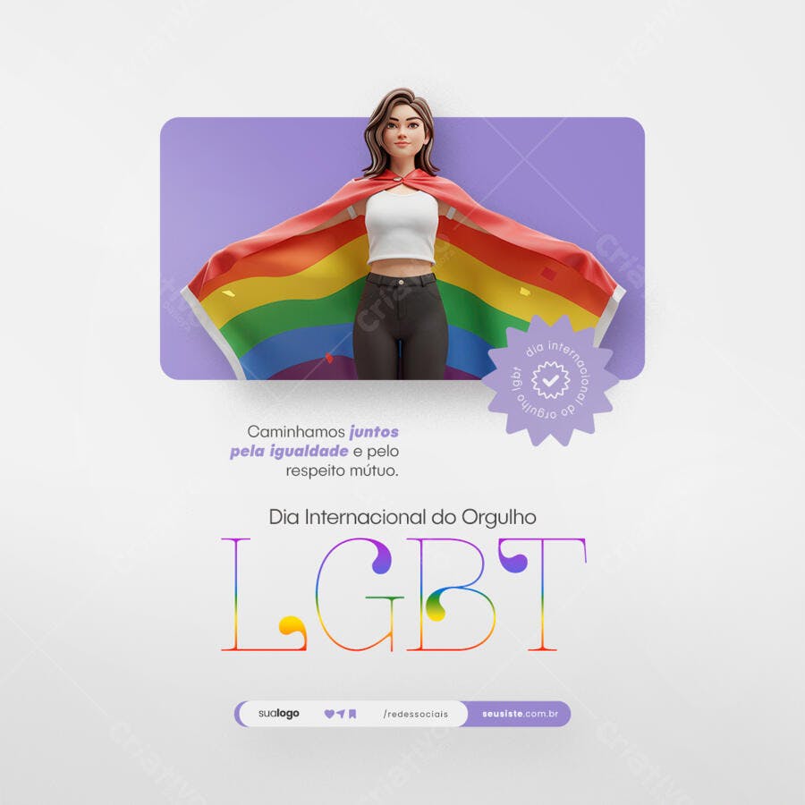 Post para o Dia Internacional do Orgulho LGBT PSD Editável