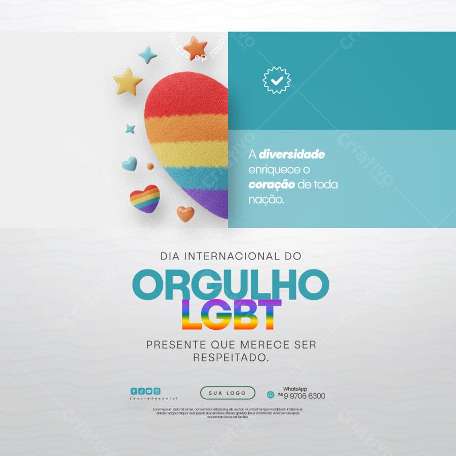 Post para o Dia Internacional do Orgulho LGBT PSD Editável