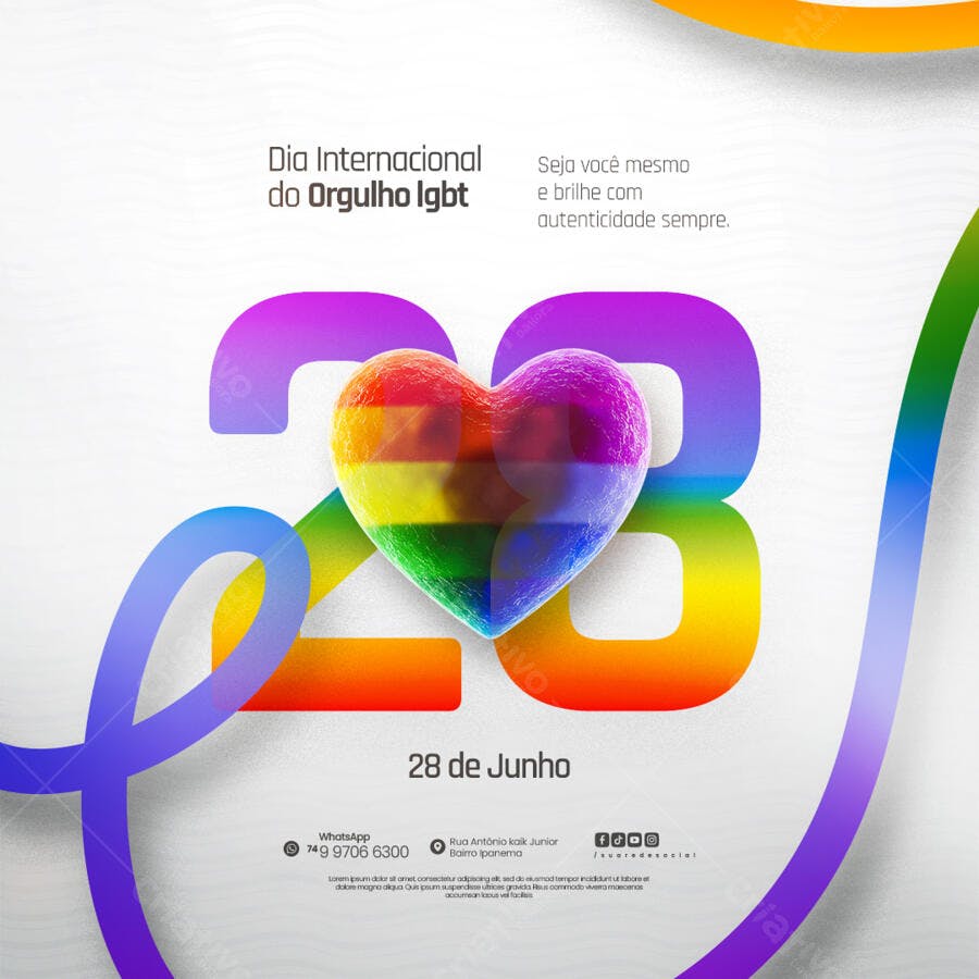 Flyer Dia Internacional do Orgulho LGBT PSD Editável