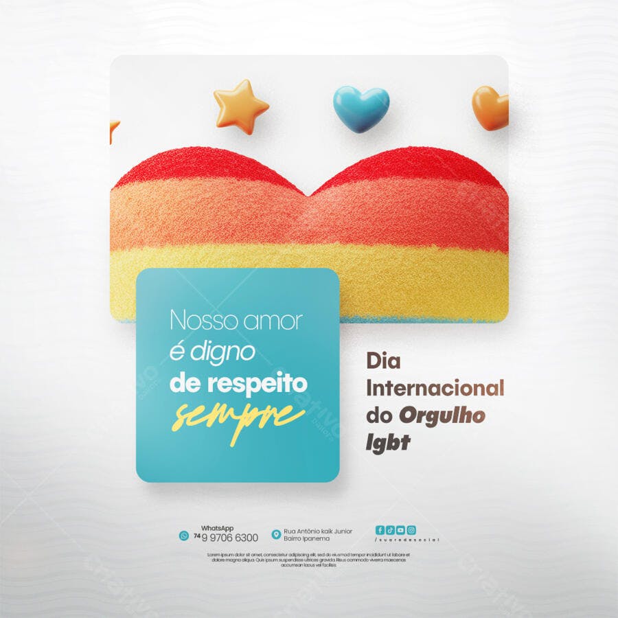 Postagem Dia Internacional do Orgulho LGBT PSD Editável