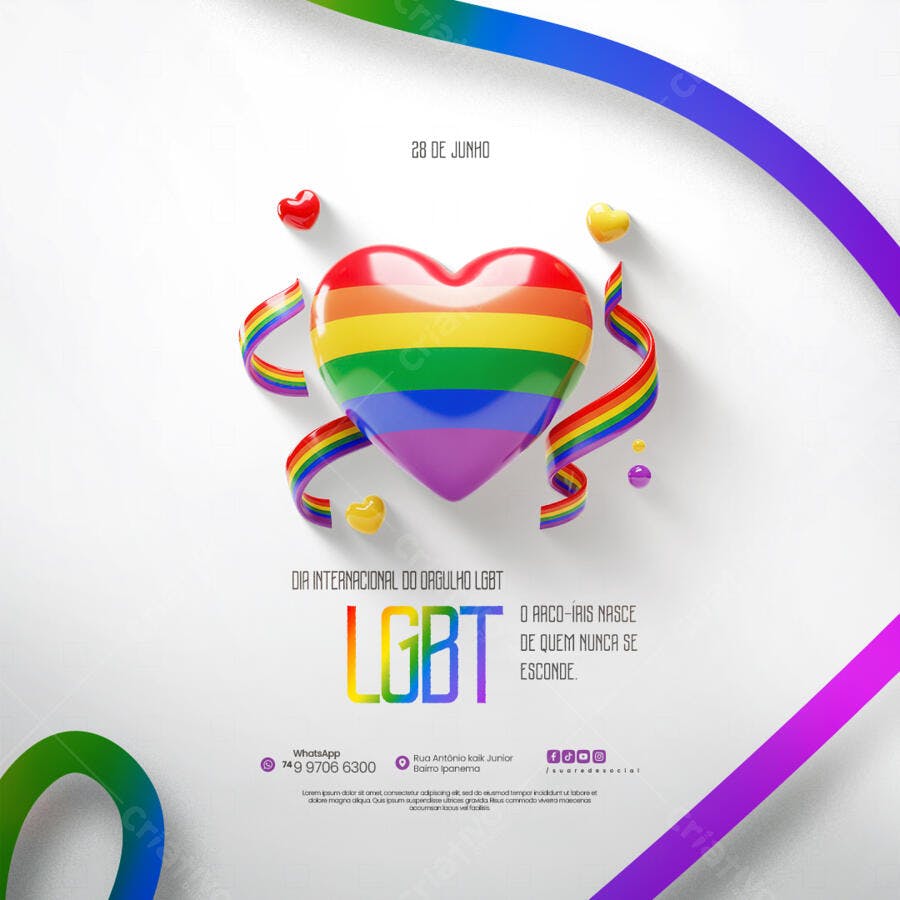 Flyer Dia do Orgulho LGBT PSD Editável