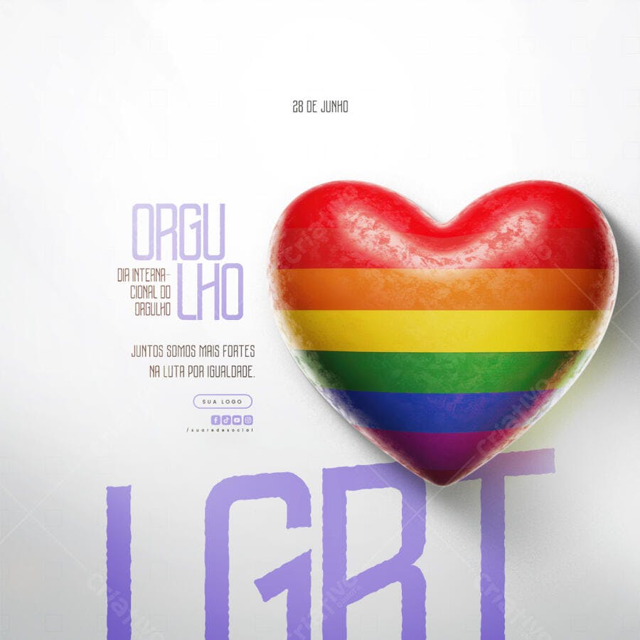 Flyer Dia Internacional do Orgulho LGBTQIA+ PSD Editável