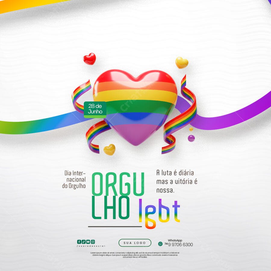 Flyer Dia do Orgulho LGBTQIA+ PSD Editável