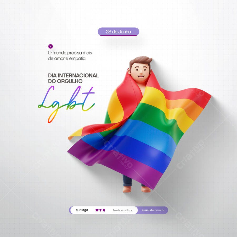 Post para o Dia Internacional do Orgulho LGBT PSD Editável