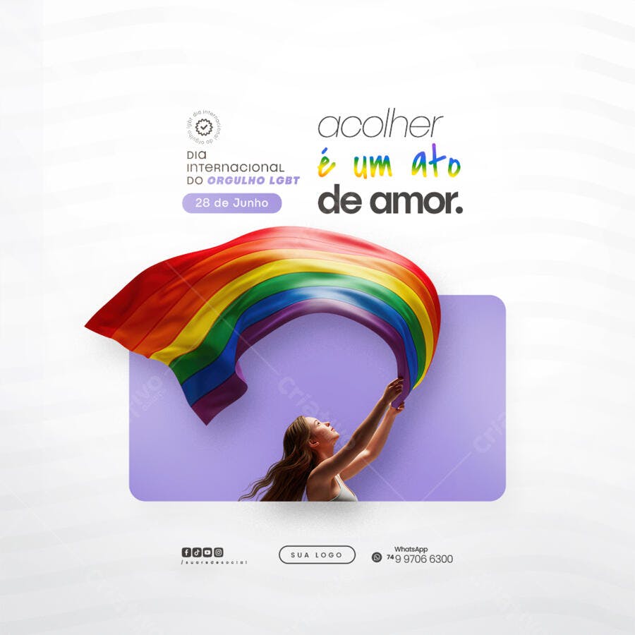 Post para o Dia Internacional do Orgulho LGBT PSD Editável