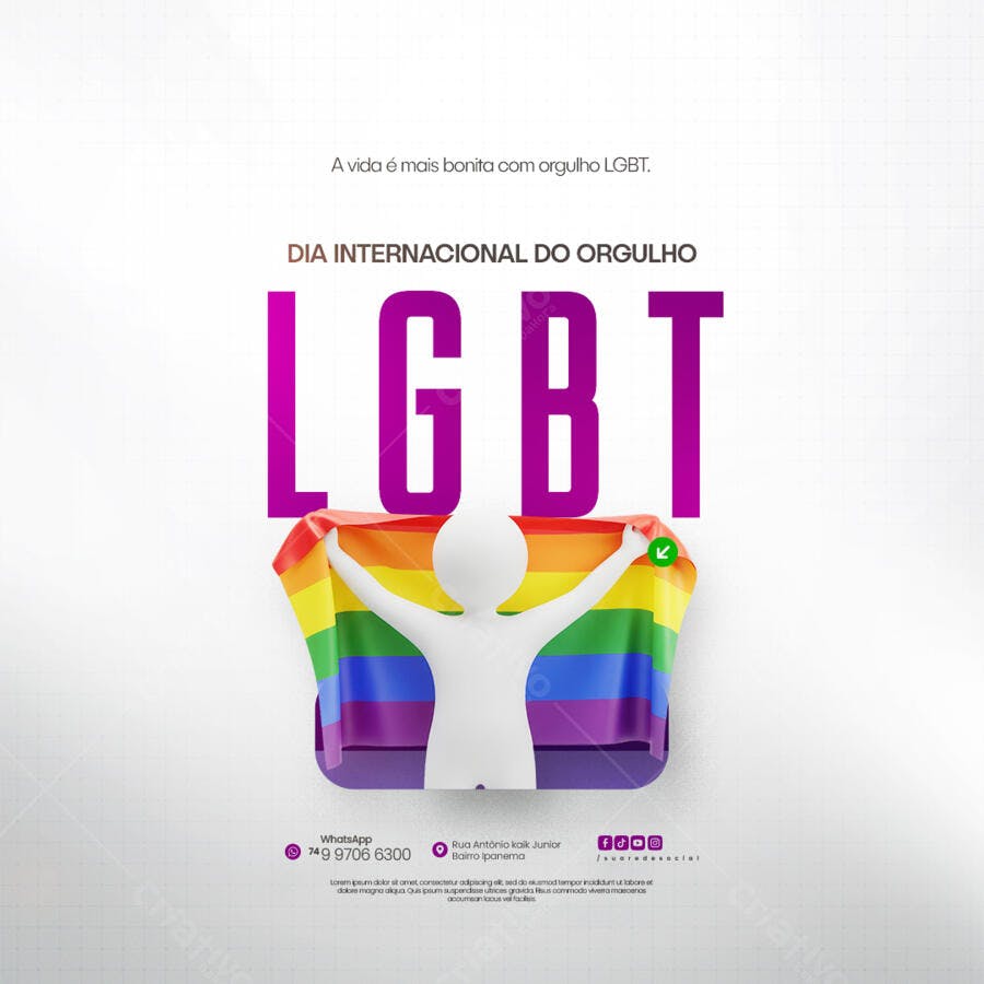 Flyer Dia Internacional do Orgulho LGBT PSD Editável