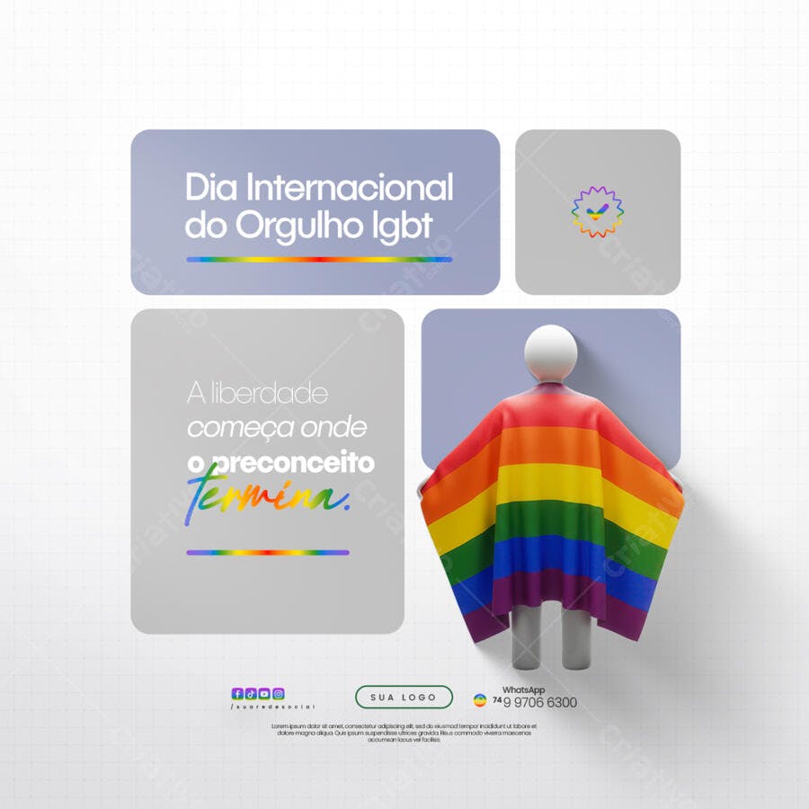 Post para o Dia Internacional do Orgulho LGBT PSD Editável