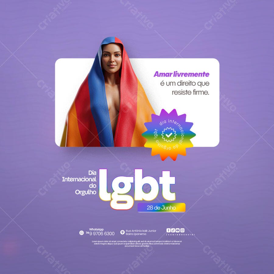 Flyer Dia Internacional do Orgulho LGBT PSD Editável
