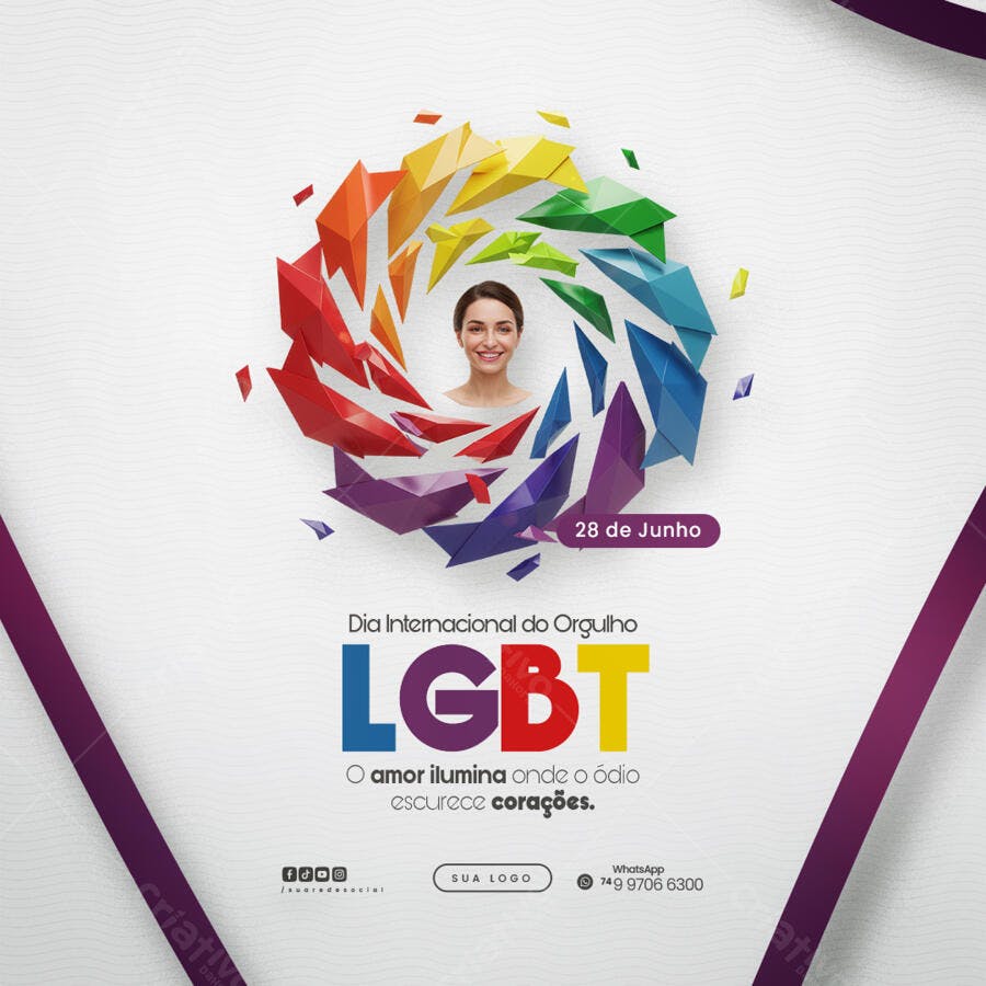 Flyer Dia Internacional do Orgulho LGBT PSD Editável