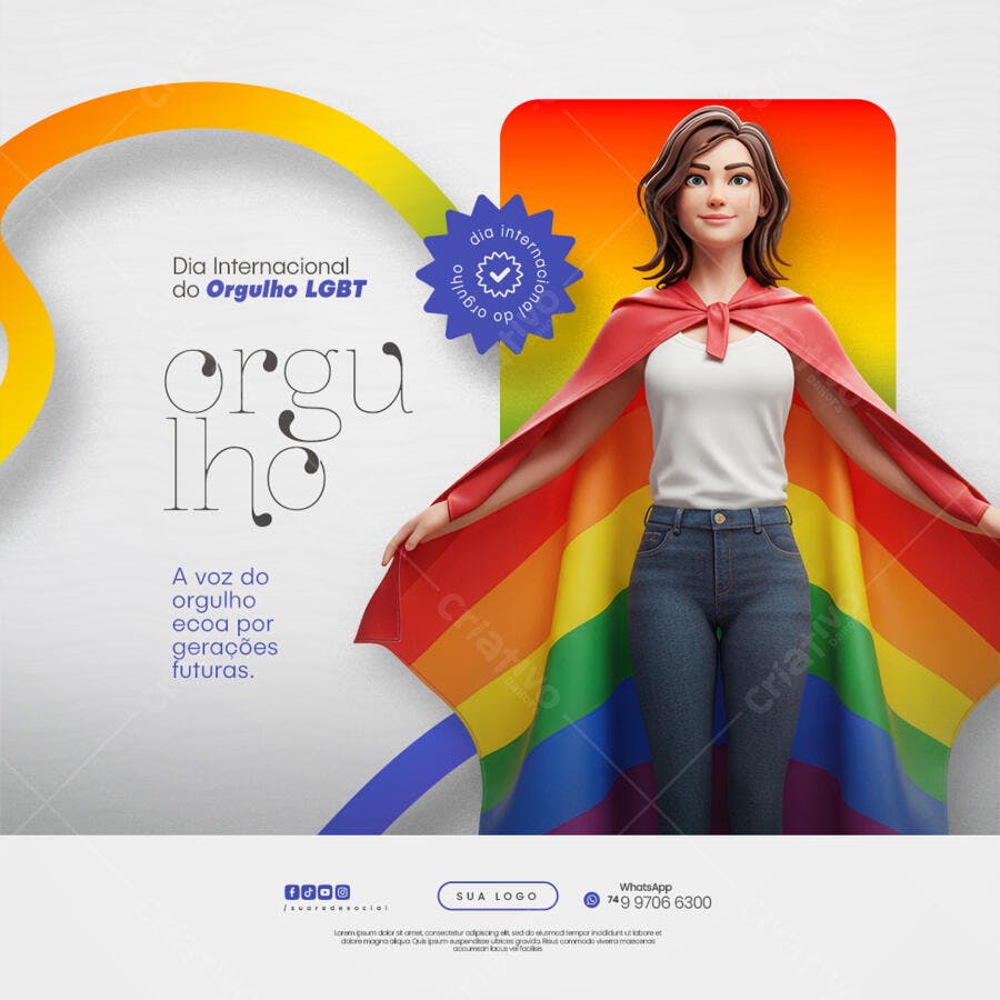 Post para o Dia Internacional do Orgulho LGBT PSD Editável