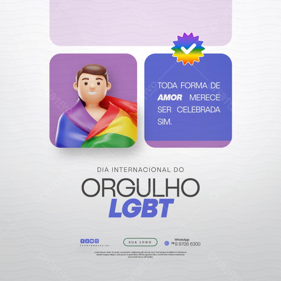 Post para o Dia Internacional do Orgulho LGBT PSD Editável