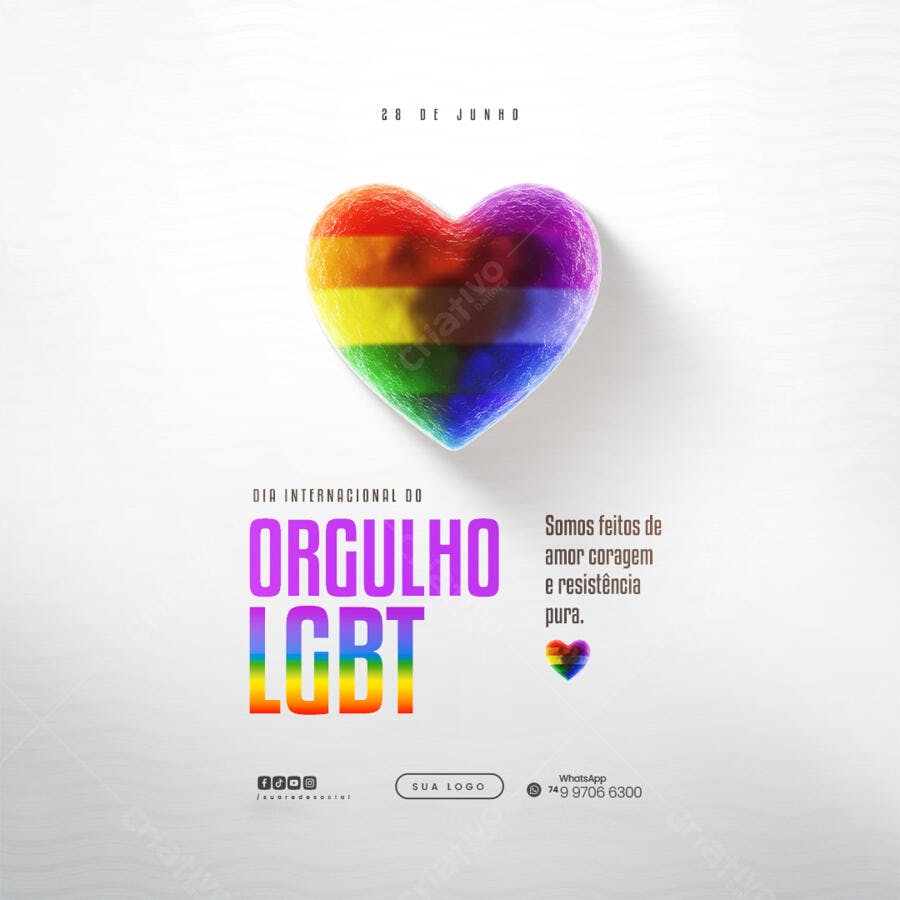 Post para o Dia do Orgulho LGBT PSD Editável