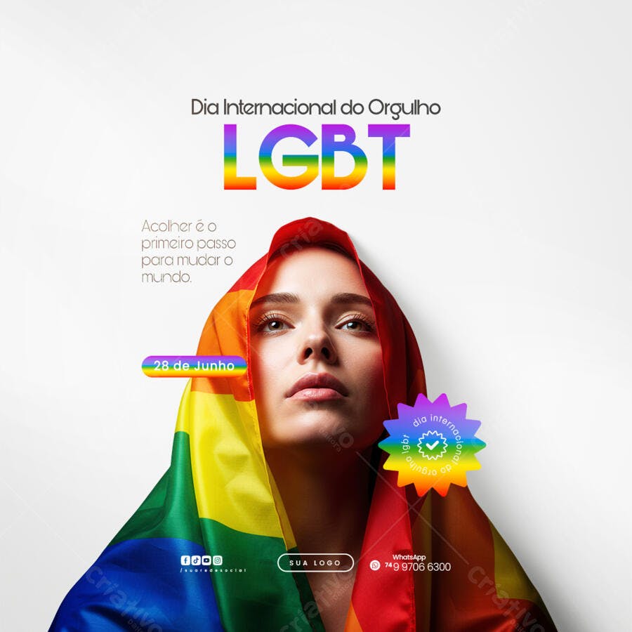 Post para o Dia Internacional do Orgulho LGBT PSD Editável