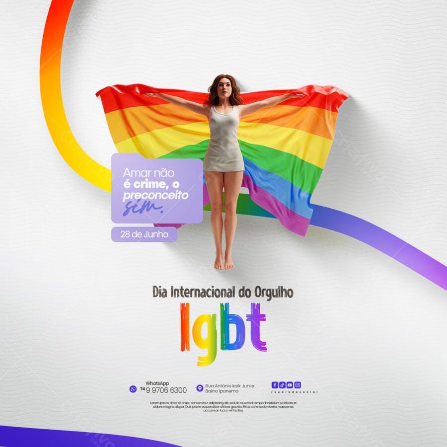 Flyer Dia Internacional do Orgulho LGBT PSD Editável