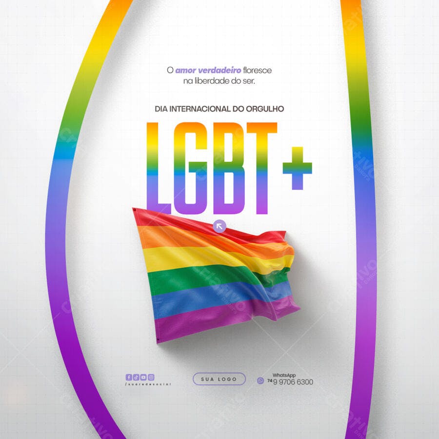 Banner Dia Internacional do Orgulho LGBT+ PSD Editável