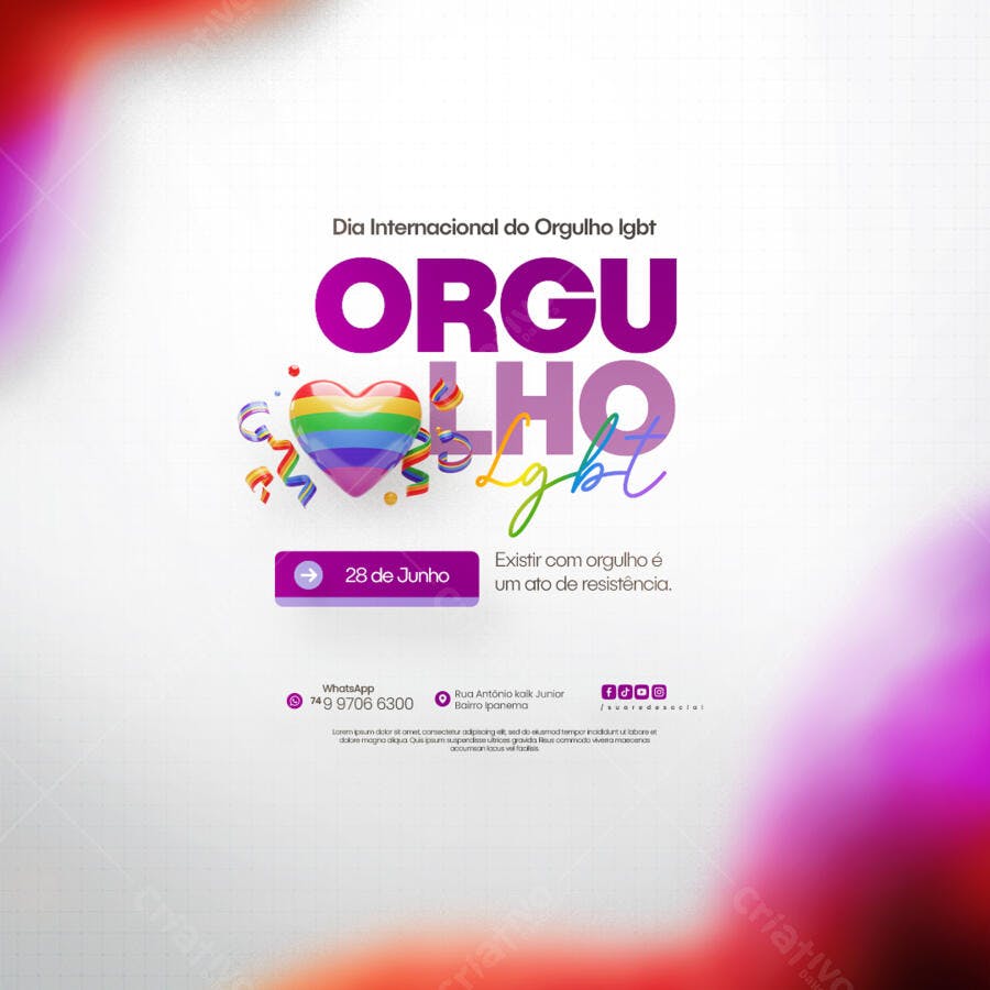 Flyer Dia do Orgulho LGBT PSD Editável