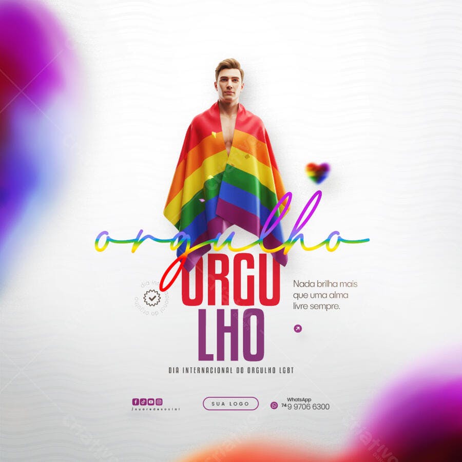 Flyer Dia Internacional do Orgulho LGBT PSD Editável