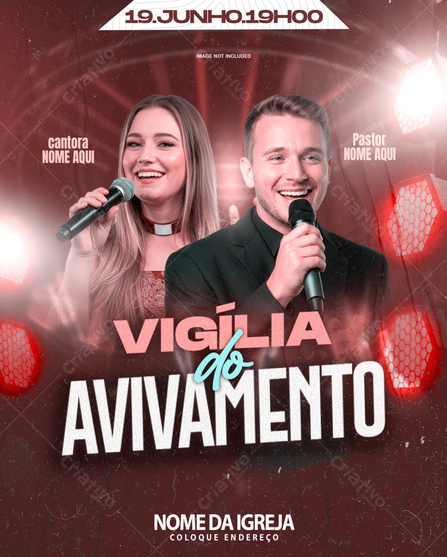 Flyer para Vigília de Avivamento 19 de Junho PSD Editável