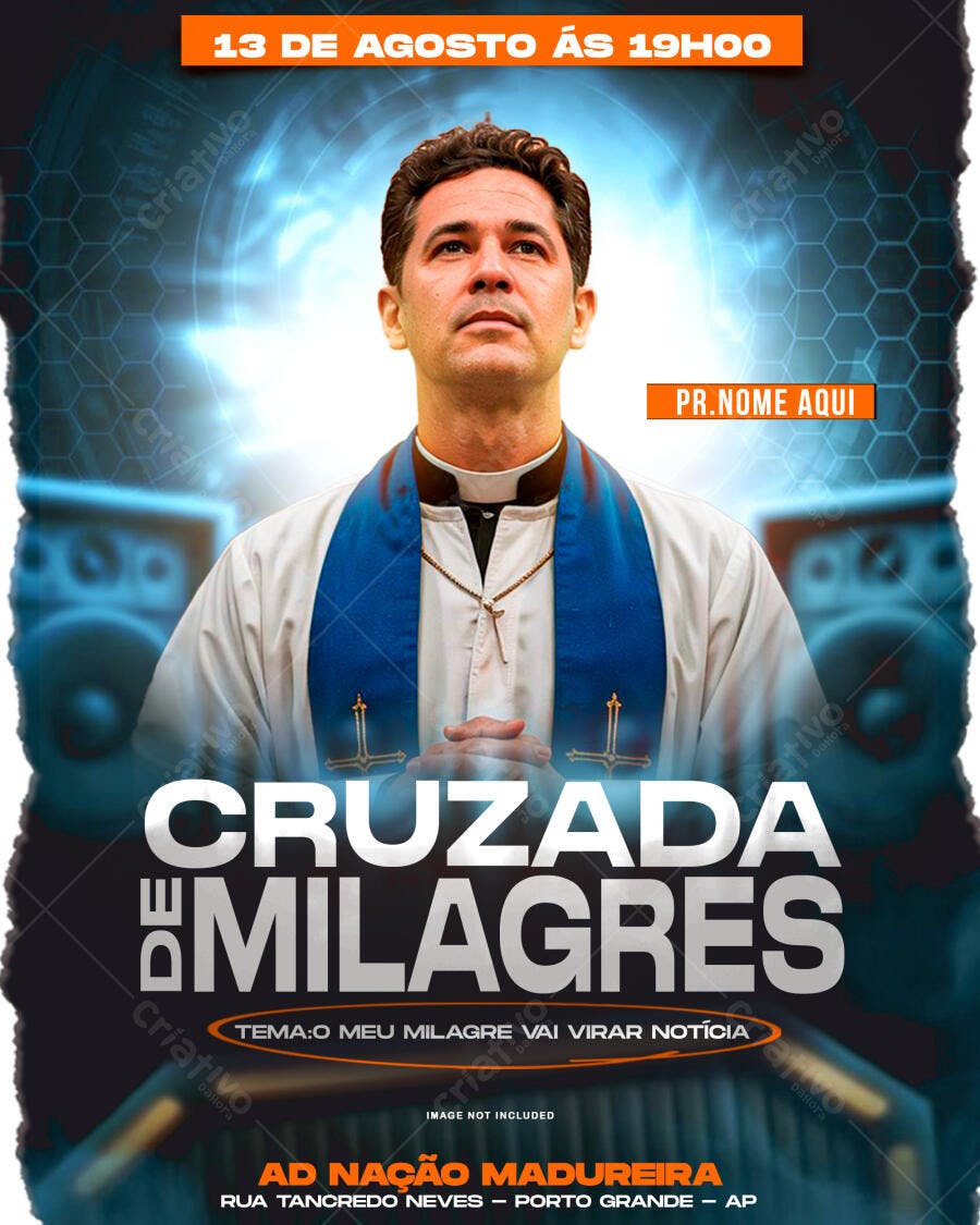 Flyer para Cruzada de Milagres 13 de Agosto PSD Editável