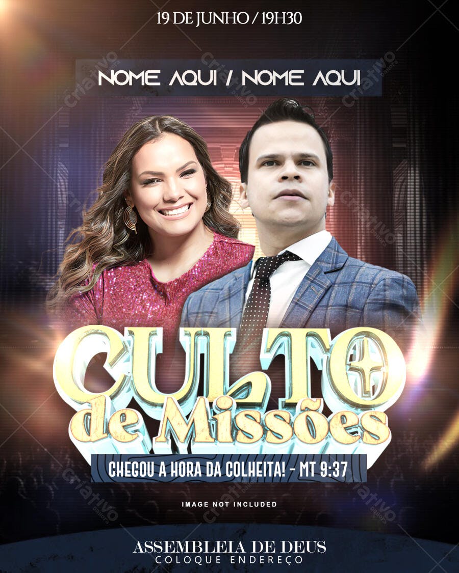Flyer para Culto de Missões 19 de Junho PSD Editável