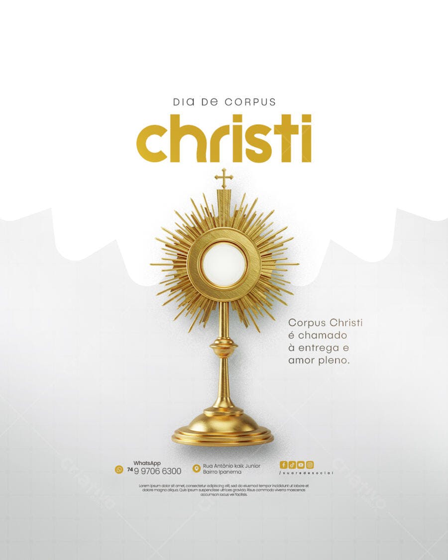 Flyer para Dia de Corpus Christi PSD Editável