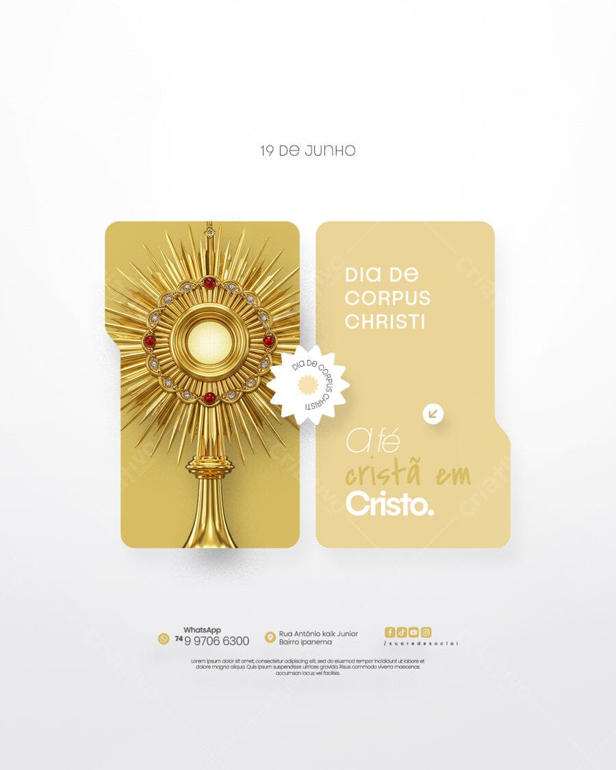 Post para Dia de Corpus Christi PSD Editável