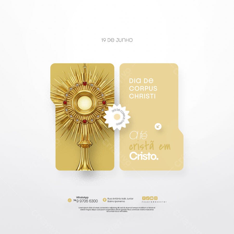 Postagem Dia de Corpus Christi PSD Editável