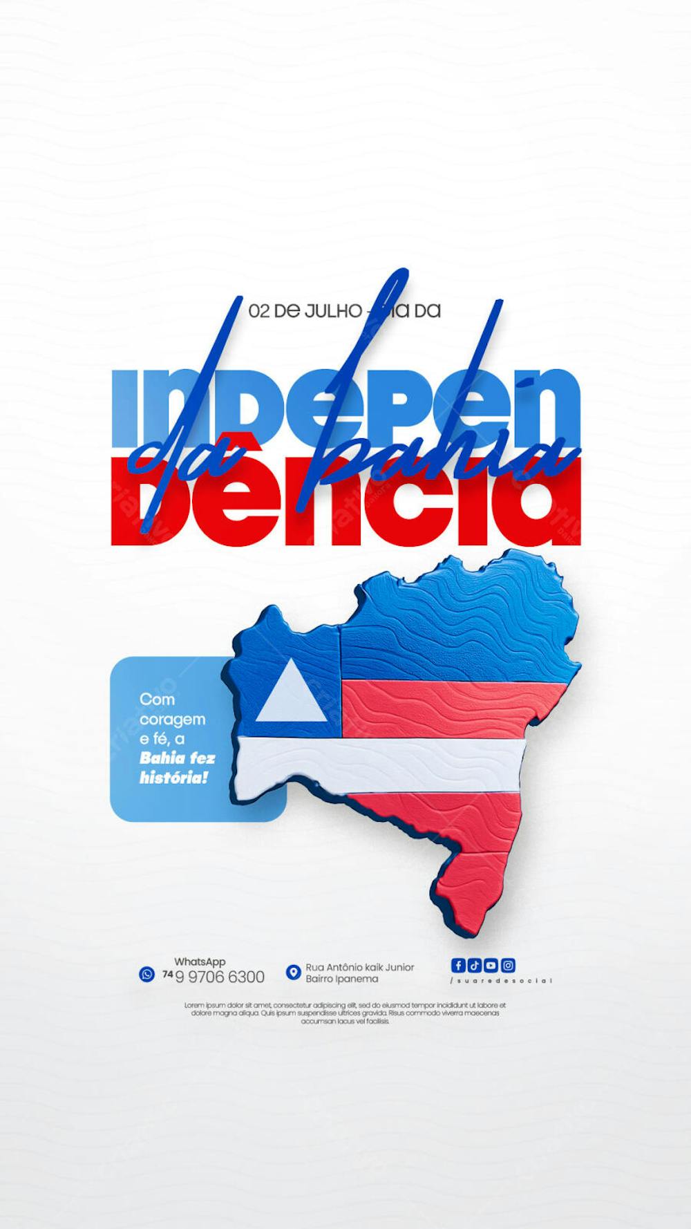 02 de Julho - Dia da Independência da Bahia Social Media PSD Editável (1)