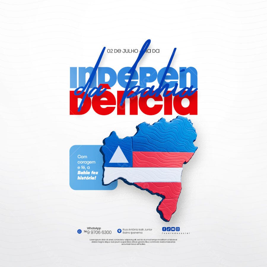 Flyer Dia da Independência da Bahia PSD Editável