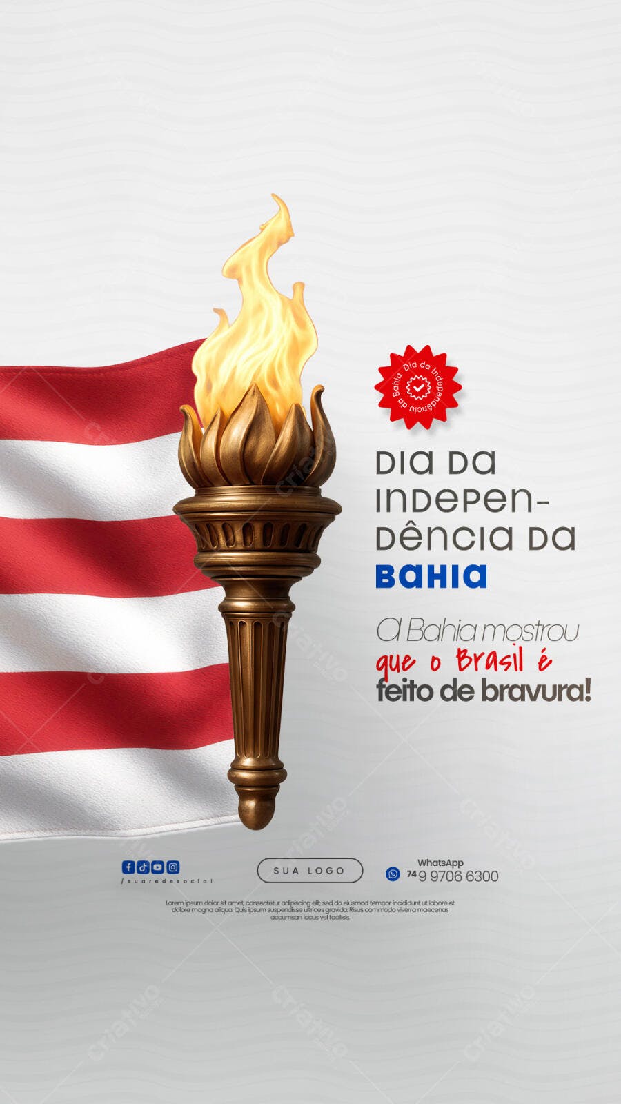 Flyer Dia da Independência da Bahia PSD Editável