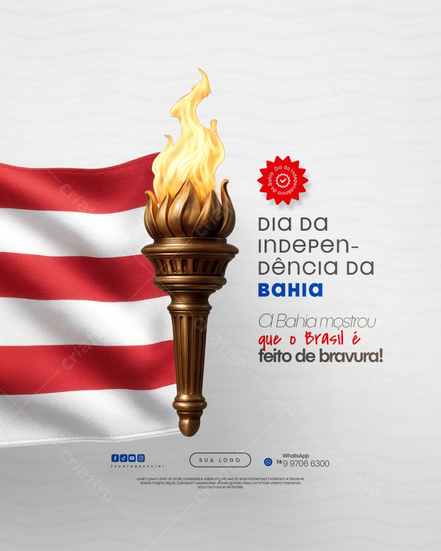 Flyer Dia da Independência da Bahia PSD Editável