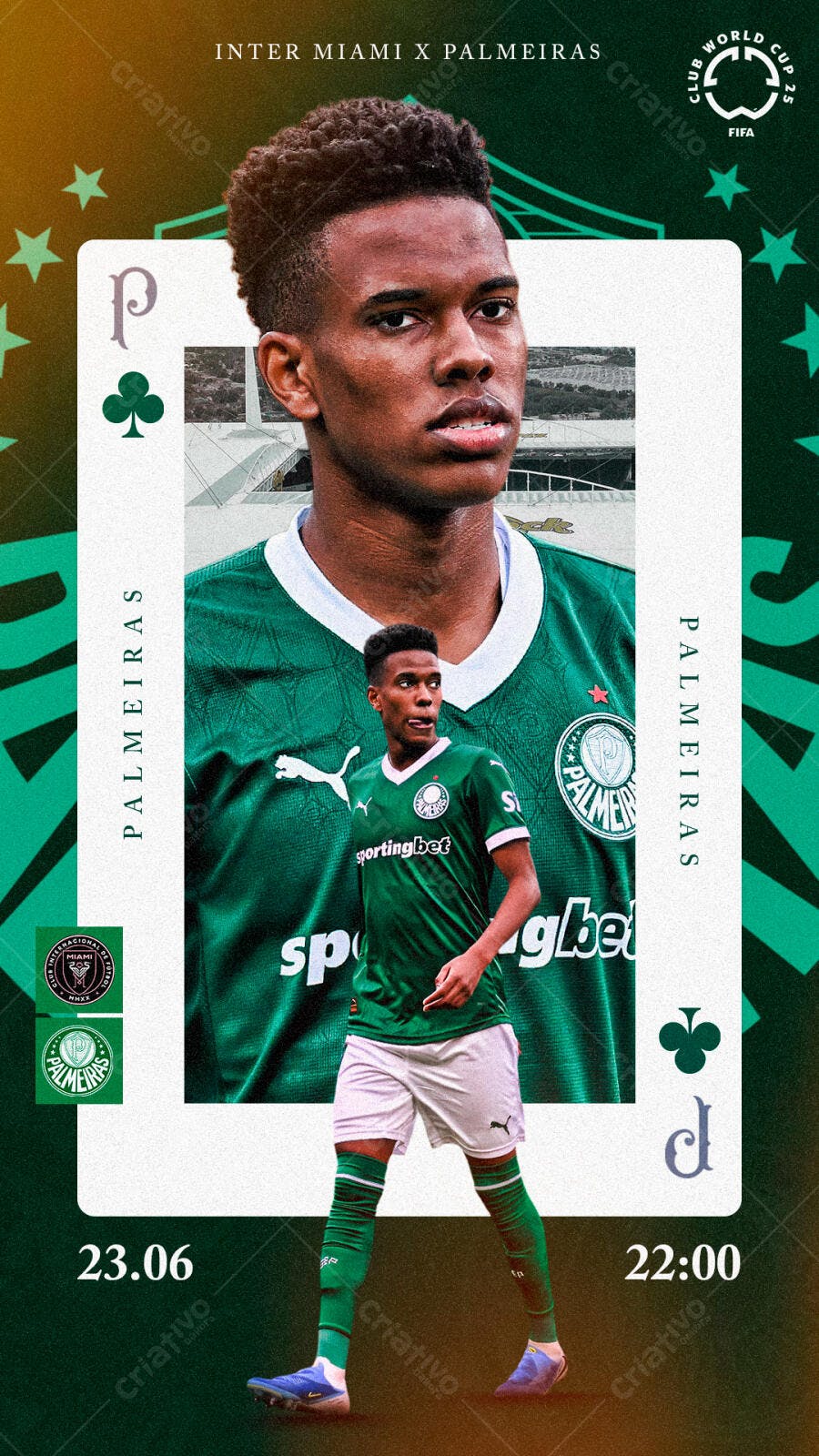 Flyer Palmeiras x Inter Miami 23.06 PSD Editável