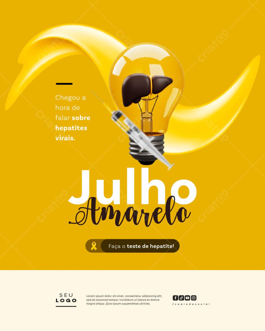 Flyer Julho Amarelo PSD Editável