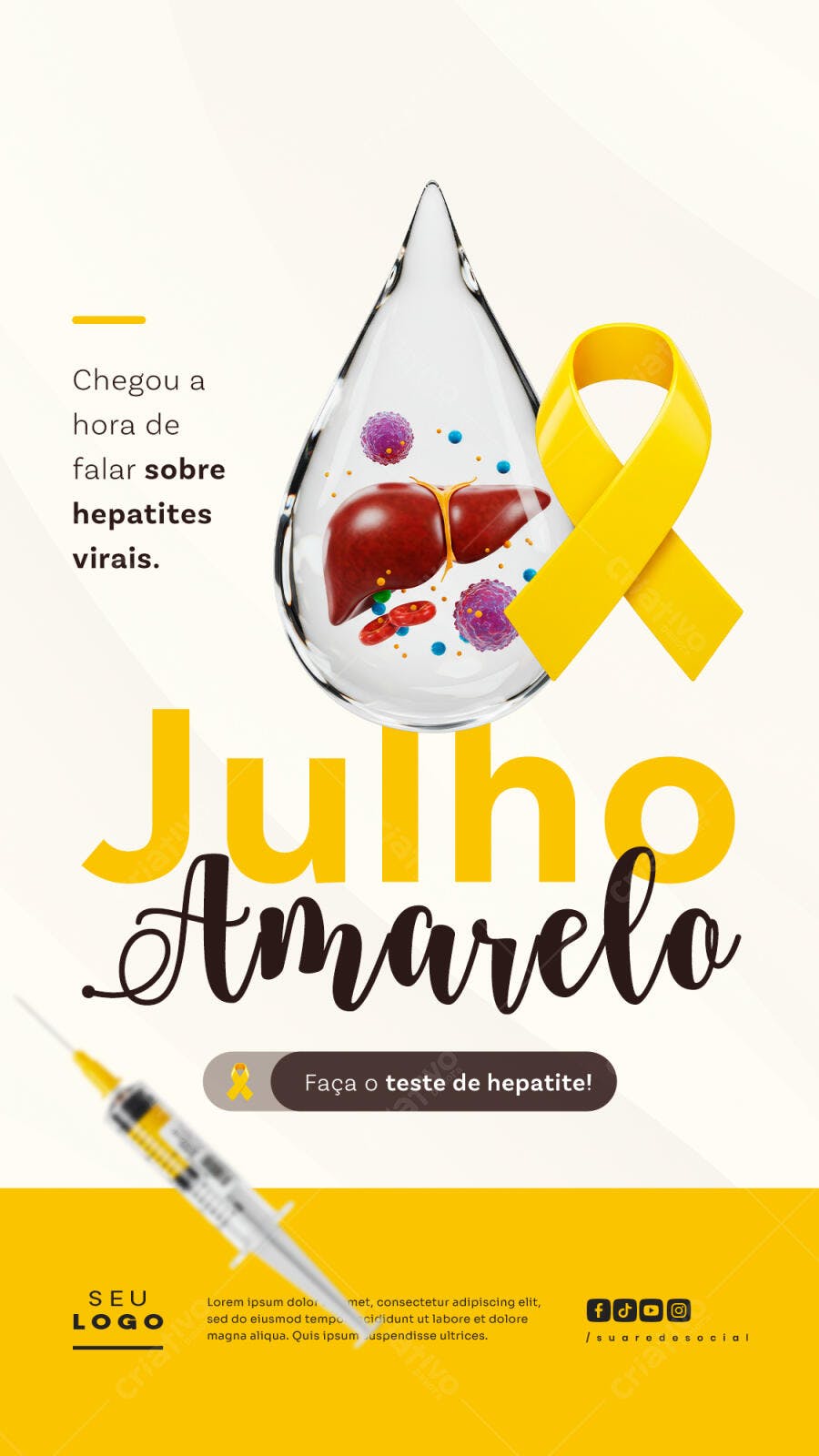 Flyer Julho Amarelo PSD Editável