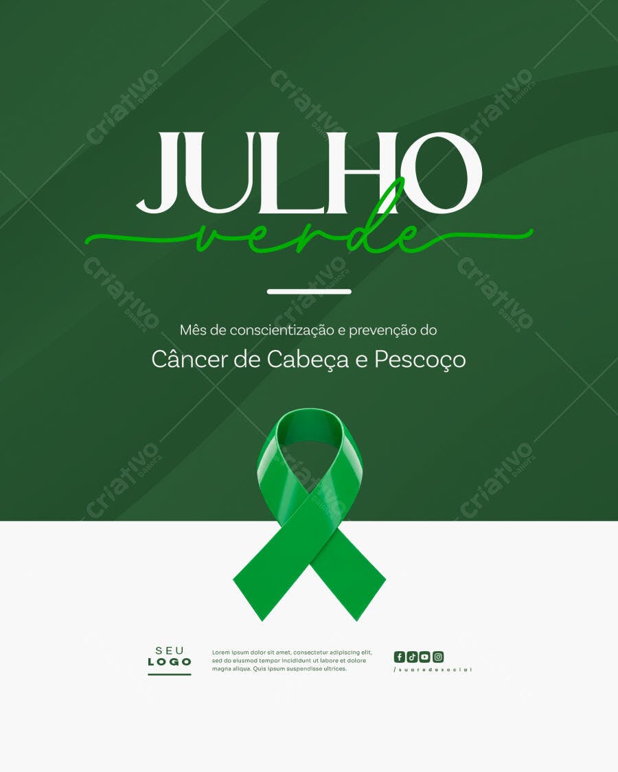 Flyer Julho Verde - Câncer de Cabeça e Pescoço PSD Editável