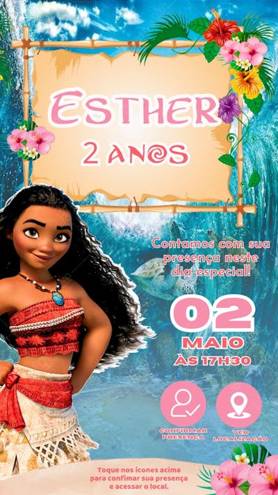 Convite infantil Moana 