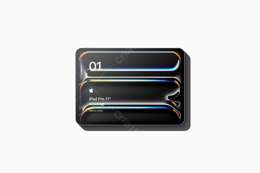 Mockup iPad Pro 11" com Design Moderno e Cores Iridescentes