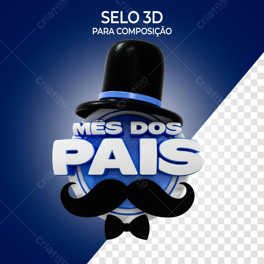 Selo 3D Dia dos Pais azul e branco