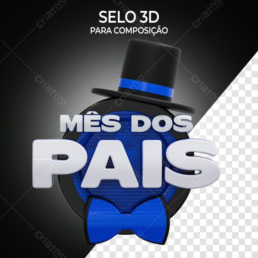 Selo 3D Dia dos Pais azul e branco