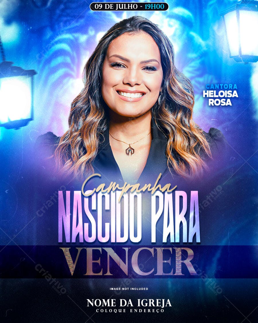 Flyer para Evento Gospel com Heloísa Rosa PSD Editável