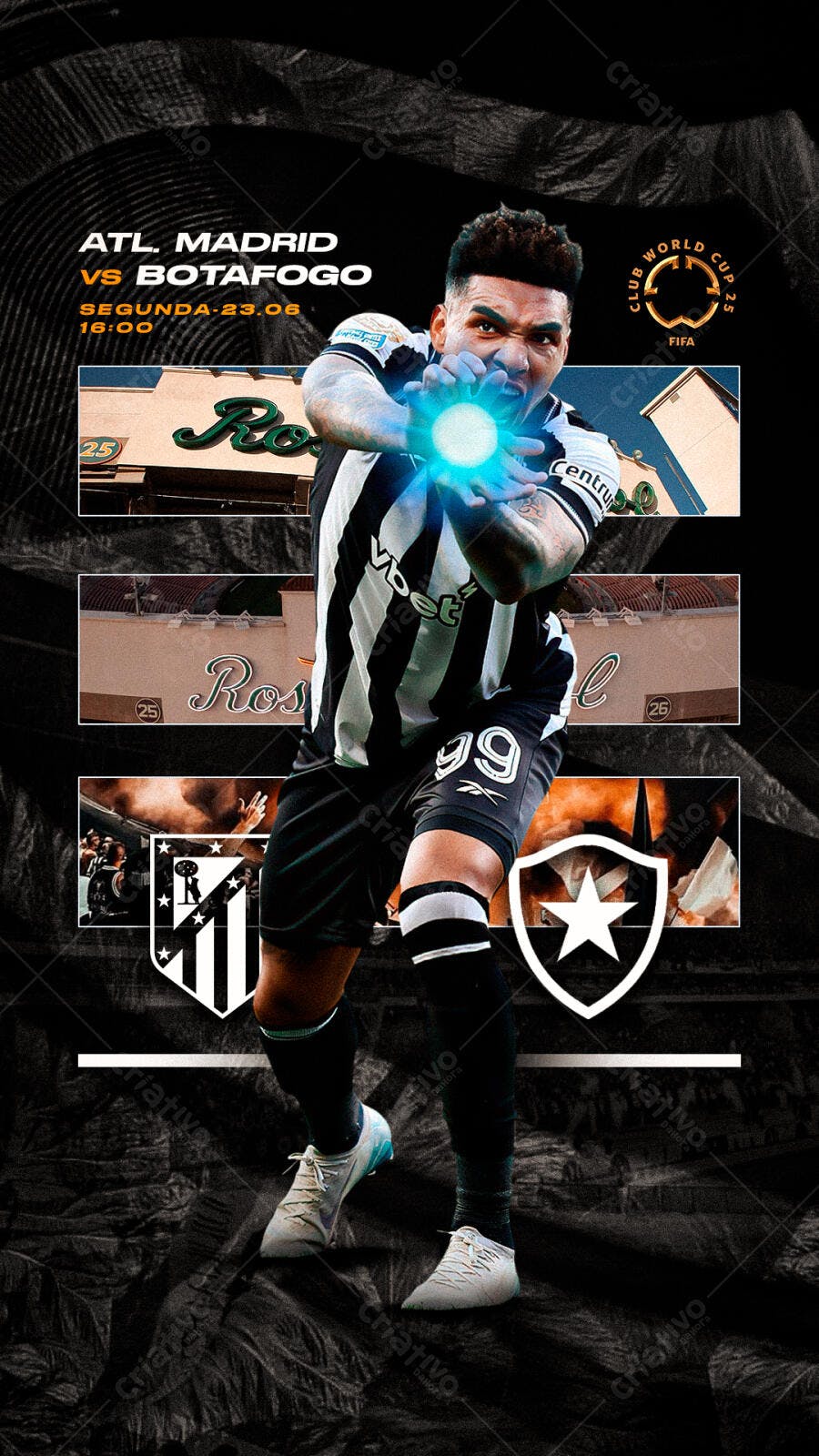 Flyer Atlético de Madrid x Botafogo PSD Editável