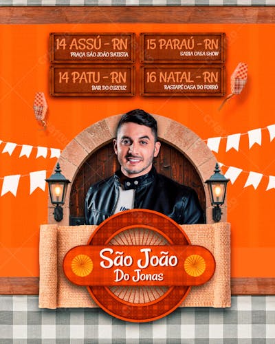 FLYER AGENDA SEMANAL JONAS SÃO JOÃO FEED PSD EDITAVEL