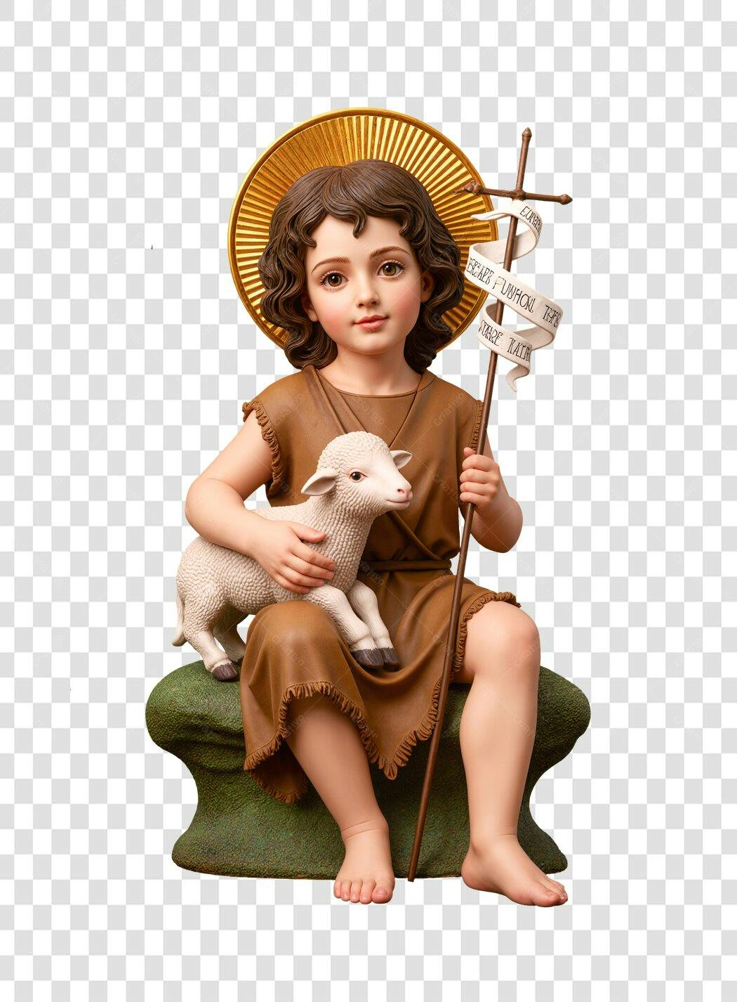 Imagem PNG Menino Jesus com cordeiro fundo transparente